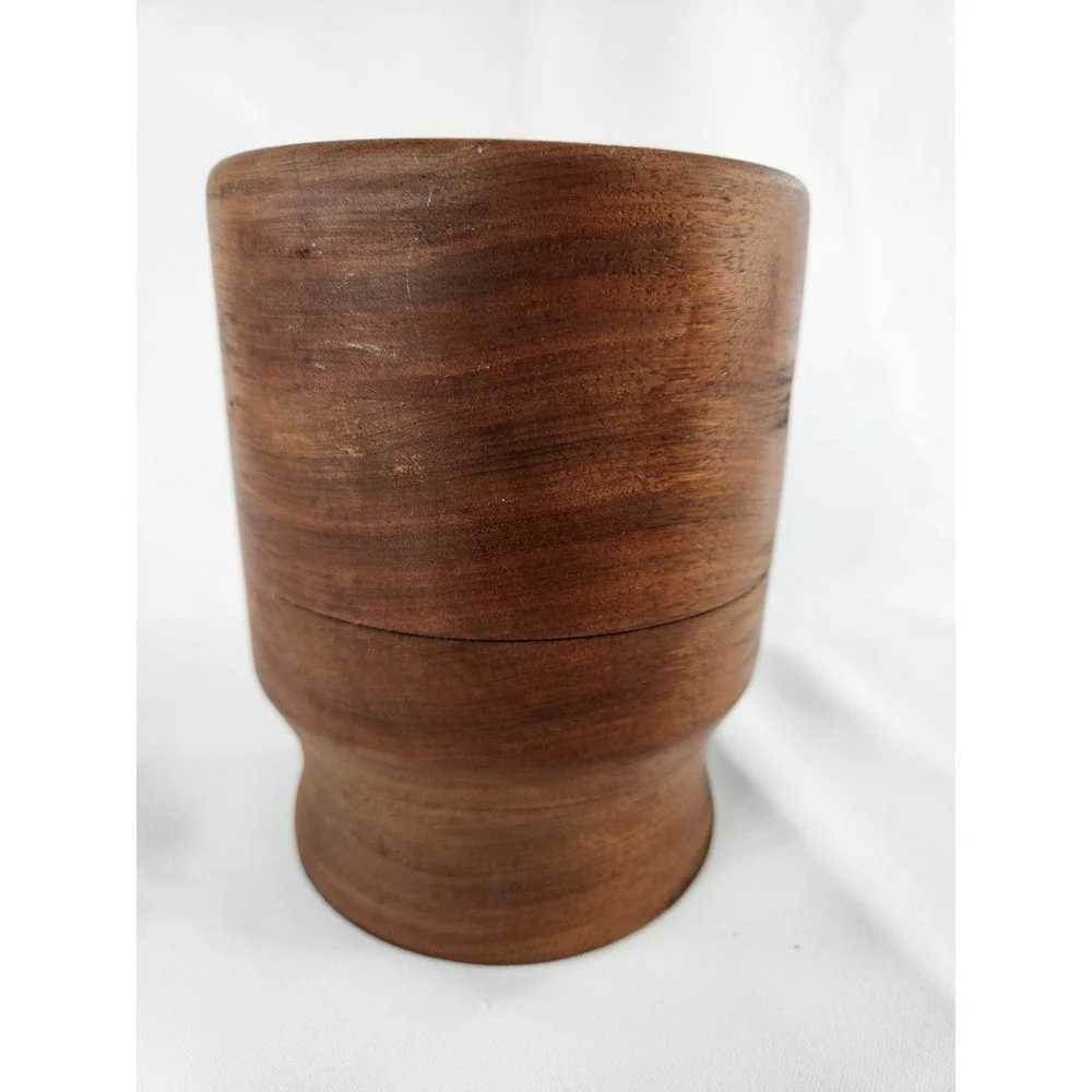 Vintage MCM Wood Planter Vase Handcrafted Hand Turned Plant Holder Unique Decor‎